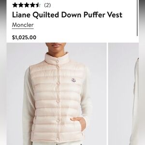 Moncler Liane Quilted Down Puffer Vest in Light Pink